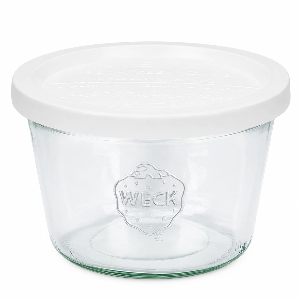 Frasco de vidro de 370 ml com tampa de conservação WECK RR100 WECK Frasco de vidro de 370 ml com tampa branca RR100 Frasco de vidro transparente para conservar e armazenar