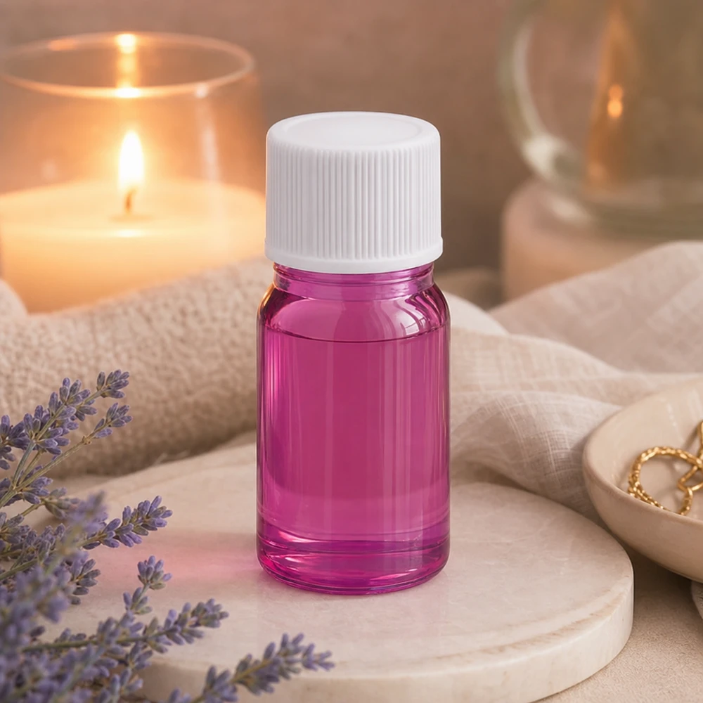 Frasco de farmácia de 5 ml de alta qualidade em vidro violeta com proteção UV e tampa branca normalizada