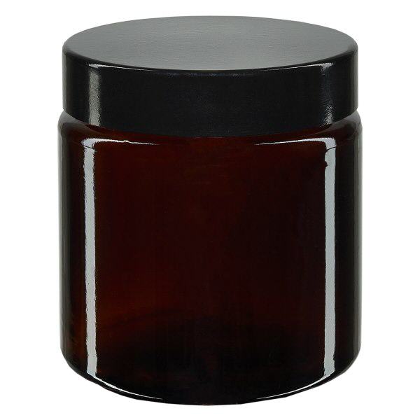 Frasco de vidro de 120ml. castanho, com tampa preta de baquelite ApoGlas