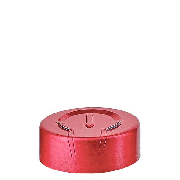 Tampão de abertura 20,25 x 7,4 mm com corte total, vermelho Tampão de abertura 20,25 x 7,4 mm com corte total, vermelho