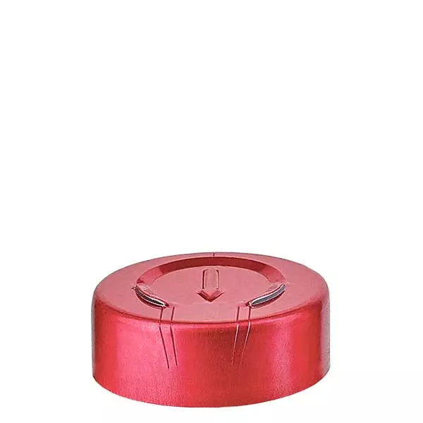 Tampão de abertura 20,25 x 7,4 mm com corte total, vermelho Tampão de abertura 20,25 x 7,4 mm com corte total, vermelho