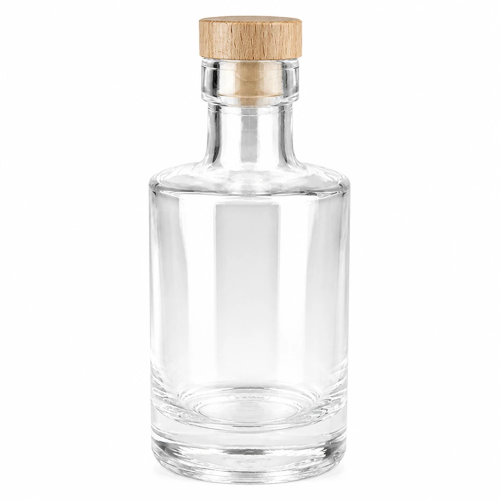 200ml Glasflasche "Marie" mit Holzgriff-Korken UNiTWIST Garrafa de vidro de 200 ml Marie com pega de madeira e rolha UNiTWIST - vidro transparente, rolha de madeira, vazia