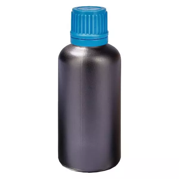 Frasco de 50ml 11mm com tampa de rosca azul inviolável BlackLine UT18/50