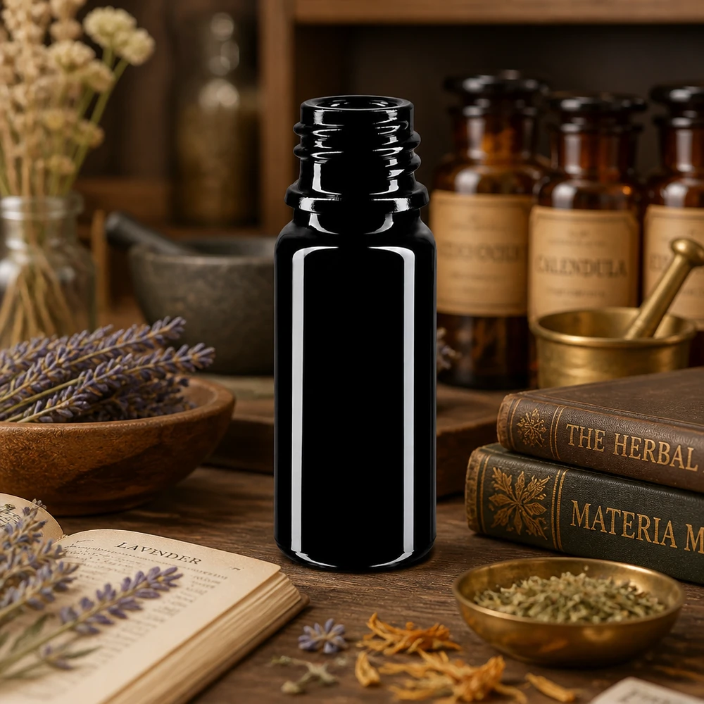 Frasco de vidro Mironglass Premium 10ml DIN 18 para óleos de ervas e extractos de plantas medicinais