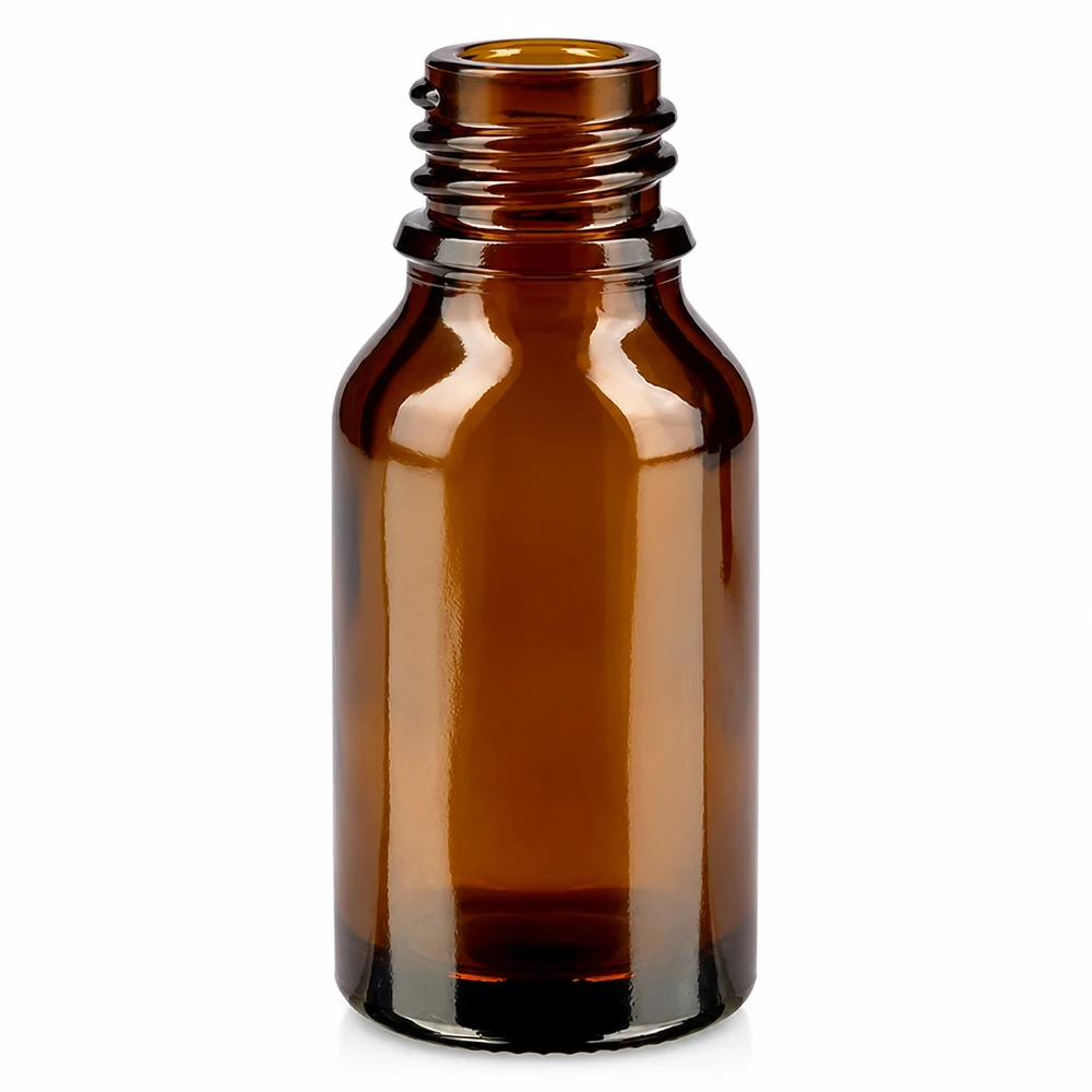 Frasco de farmácia castanho de 30 ml em vidro, forma alta com rosca para óleos essenciais e medicamentos