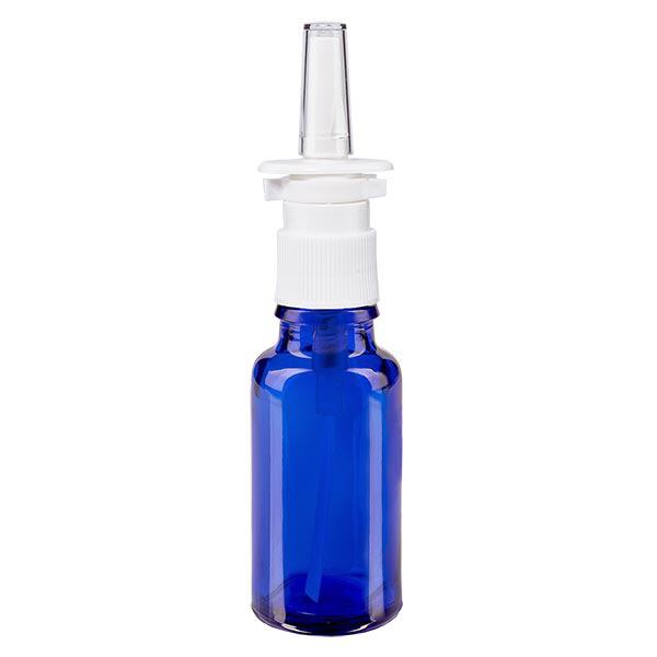 Frasco de farmácia azul 20ml atomizador nasal branco standard