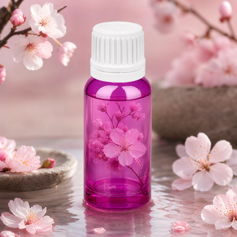 Frasco de 20 ml com tampa de rosca de 11 mm em elegante cor púrpura para produtos cosméticos de alta qualidade