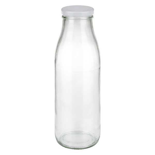 500ml Glasflasche mit weißem Deckel - elegante Milchflasche für Getränke und Aufbewahrung von Glas-Fabrik.de
