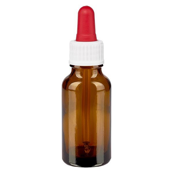 Frasco de farmácia castanho 20ml pipeta branco/vermelho standard Frasco de farmácia castanho 20ml pipeta branco/vermelho standard