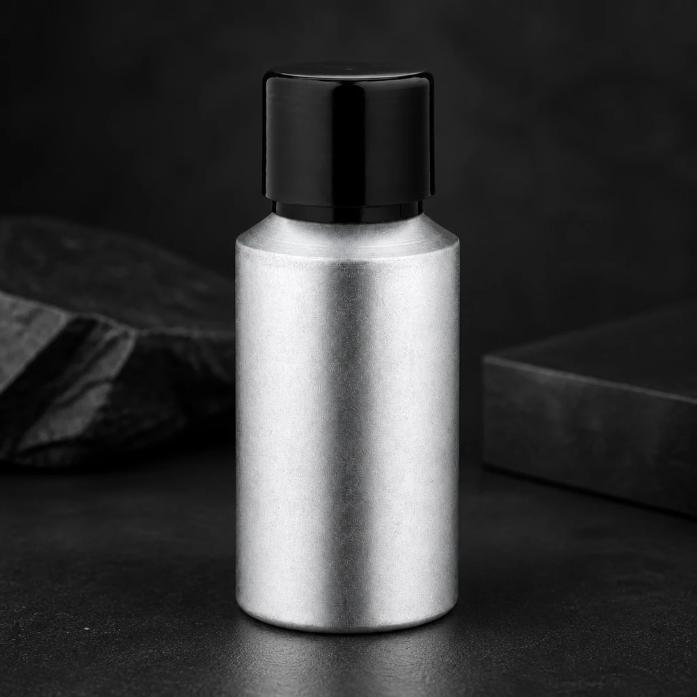 30ml gebeizte Aluflasche mit Schraubkappe Frasco de alumínio de 30 ml de alta qualidade com superfície de metal decapado e tampa de rosca segura