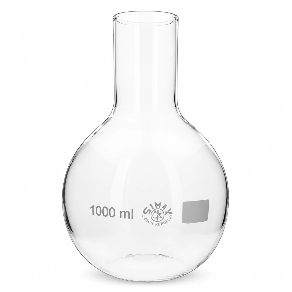 Balão de anca 1000ml gargalo largo Balão de vidro borossilicato de 1000 ml de boca larga para aplicações laboratoriais