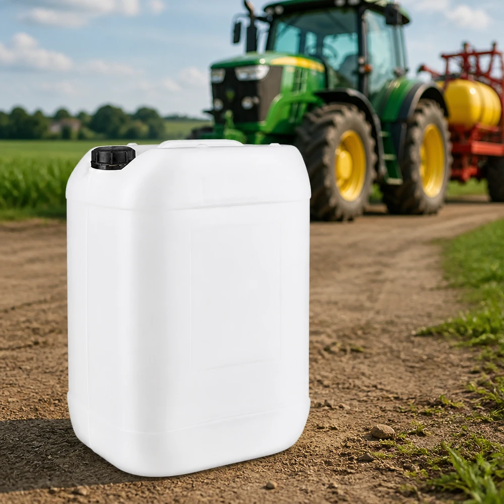 Balde agrícola de 25 litros, branco, com tampa de rosca, para produtos fitossanitários utilizados no campo