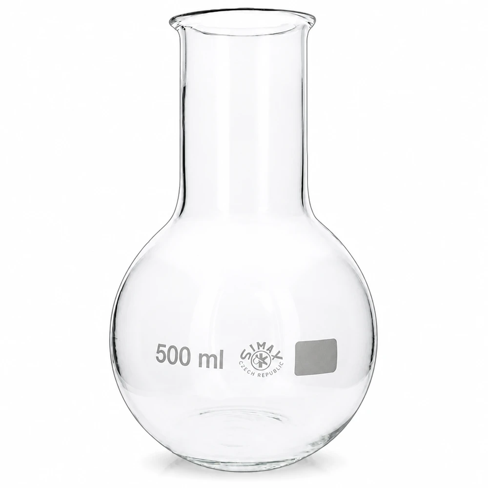 Frasco de 500ml com gargalo largo Balão de boca larga de 500 ml com fundo redondo para experiências químicas no laboratório