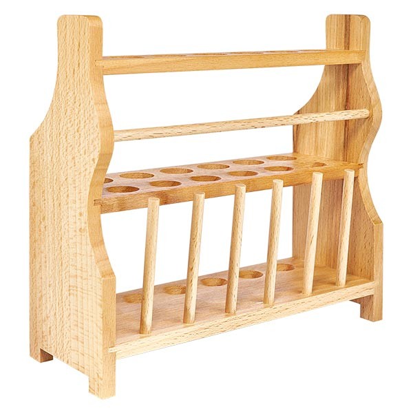 Suporte para tubos de ensaio em madeira, para copos até aprox. 18 mm Ø para 12 copos, com 6 hastes