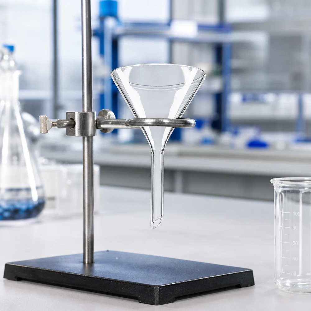 Funil ø55mm borosilicato ângulo 60 estilo curto Funil de borossilicato resistente ao calor com 55 mm de diâmetro para aplicações laboratoriais térmicas