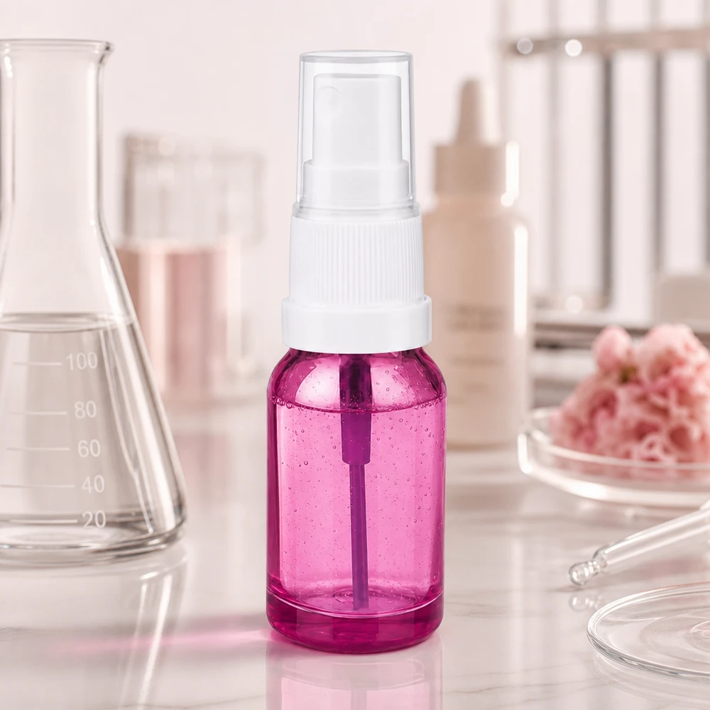 Frasco pulverizador de 10 ml de cor púrpura transparente com atomizador branco para uma dosagem precisa de líquidos