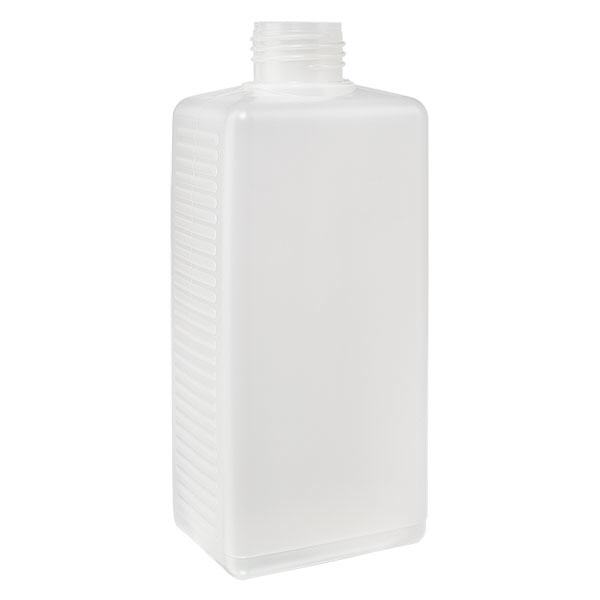 Frasco quadrado de 500ml em PE natural, sem tampa Frasco quadrado de 500ml em PE natural, sem tampa