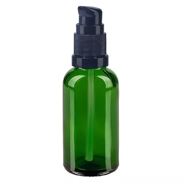 Frasco de farmácia verde 30ml tampa da bomba preto padrão Frasco de farmácia verde 30ml tampa da bomba preto padrão