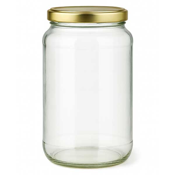 Frasco redondo de 1700 ml com tampa BasicSeal dourada UNiTWIST