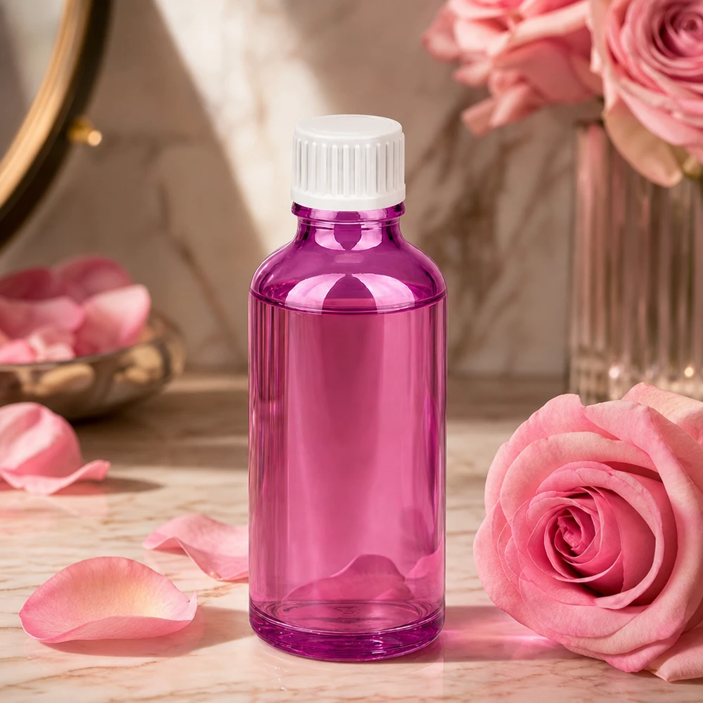 Frasco conta-gotas de 50 ml em plástico violeta com abertura de conta-gotas de 0,9 mm para uma aplicação precisa