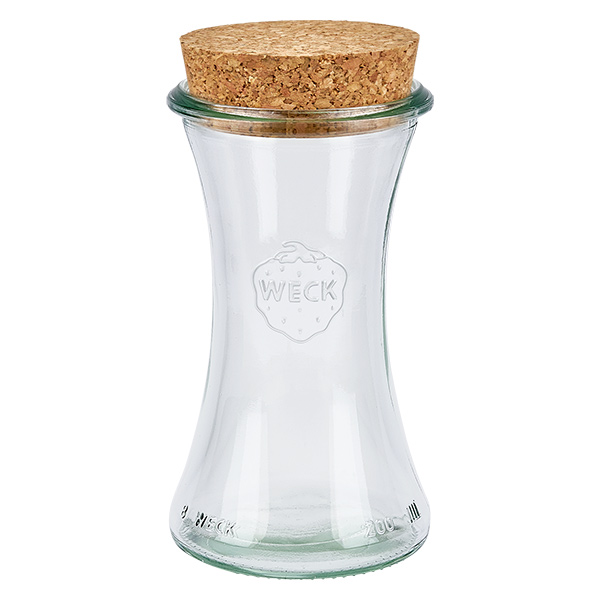 Frasco de 200ml para charcutaria WECK RR60 com cortiça natural