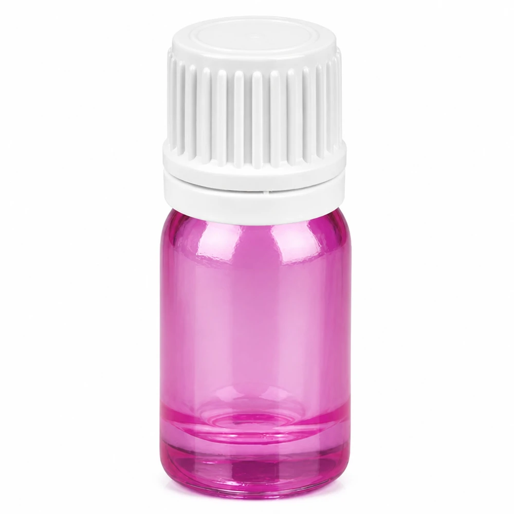 Frasco conta-gotas de 5 ml com tampa de rosca Originality branca de 0,7 mm PurpleLine UT18/5 Frasco conta-gotas de 5 ml PurpleLine transparente púrpura com tampa branca para uma dosagem precisa