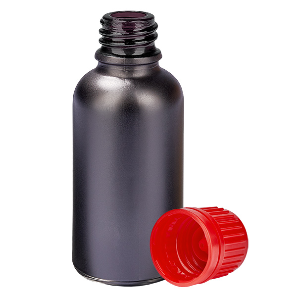 Frasco de 30ml 11mm tampa de rosca vermelha inviolável BlackLine UT18/30 Frasco de 30ml 11mm tampa de rosca vermelha inviolável BlackLine UT18/30
