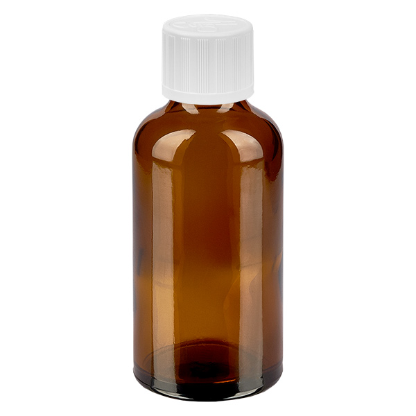 Frasco conta-gotas de 50ml 1.2mm branco com tampa standard resistente a crianças BrownL. UT18/50