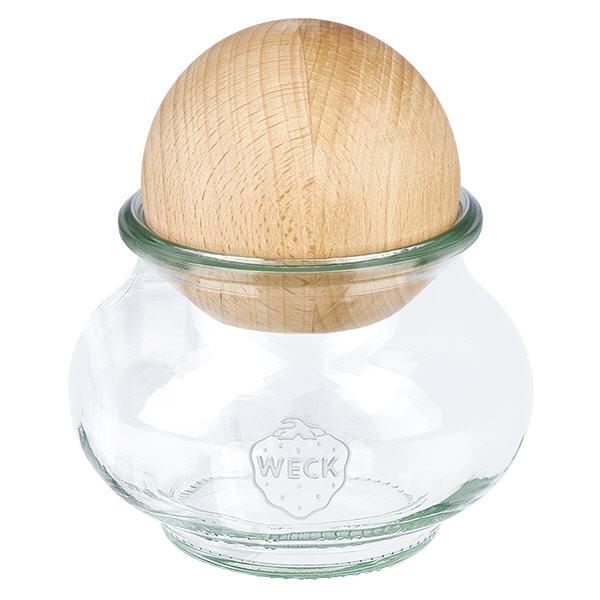 Frasco para jóias de 220ml WECK RR60 com bola de madeira de faia