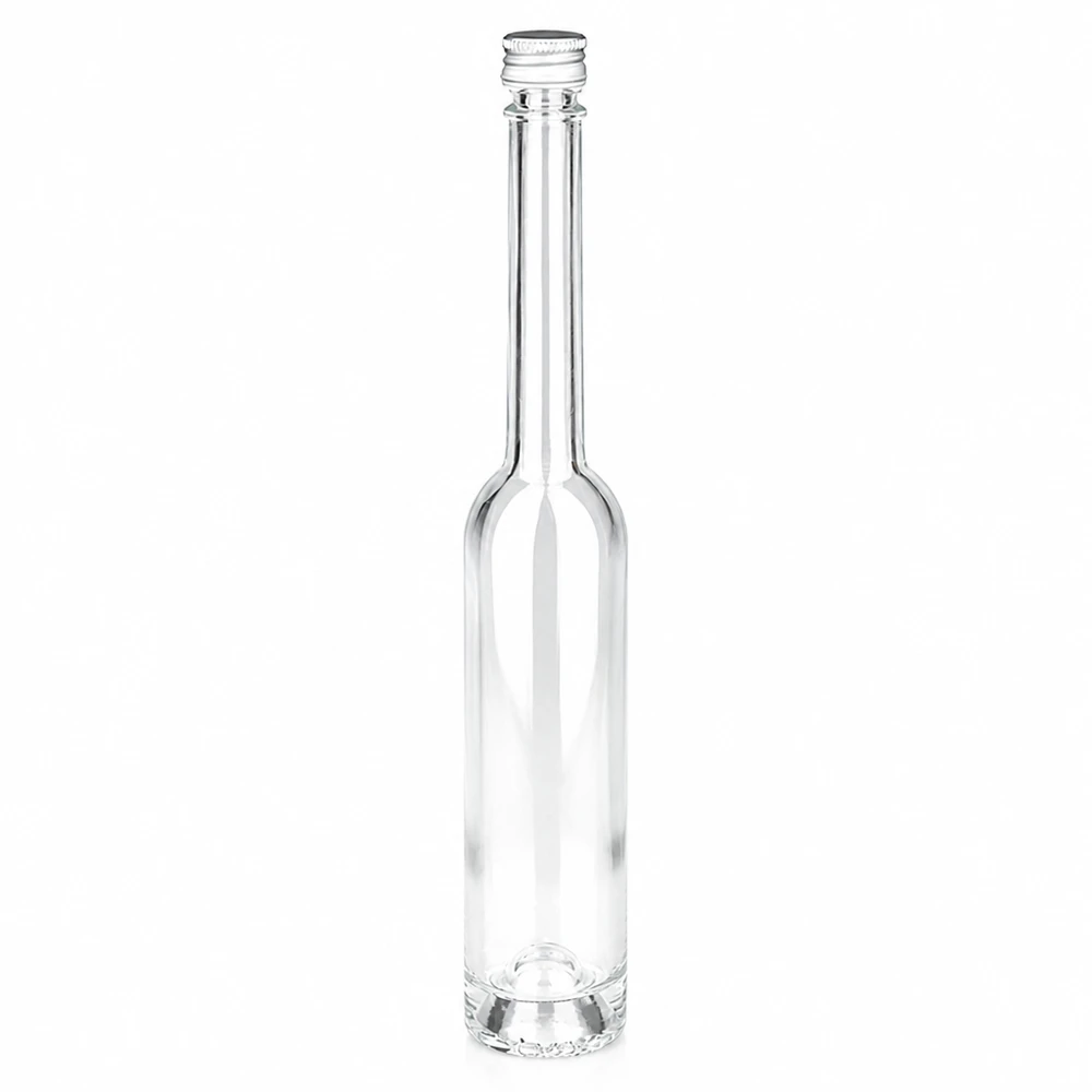 Frasco de vidro de 100 ml Toni com tampa de rosca prateada UNiTWIS para bebidas espirituosas e óleos