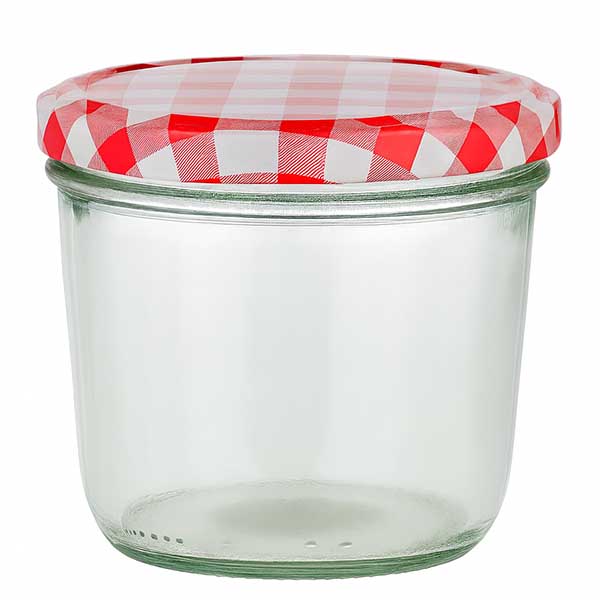 Copos de vidro de 230 ml + tampa BasicSeal vermelha/branca UNiTWIST