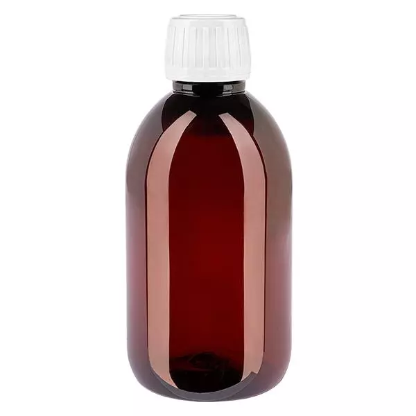 Frasco PET 250ml com tampa inviolável branca standard Frasco PET 250ml com tampa inviolável branca standard
