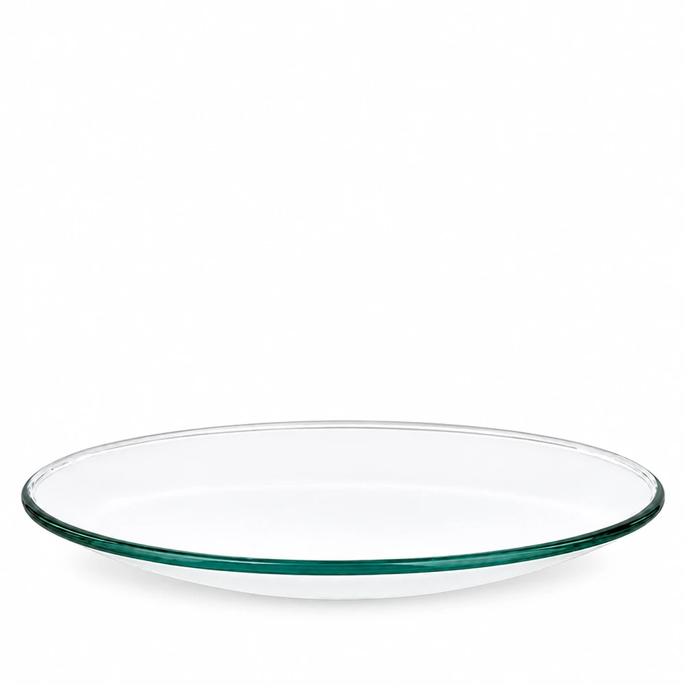 Taça de vidro para relógios ø60 mm Kleine flache Uhrglasschale Ø 60 mm aus klarem Borosilikatglas grüner Rand