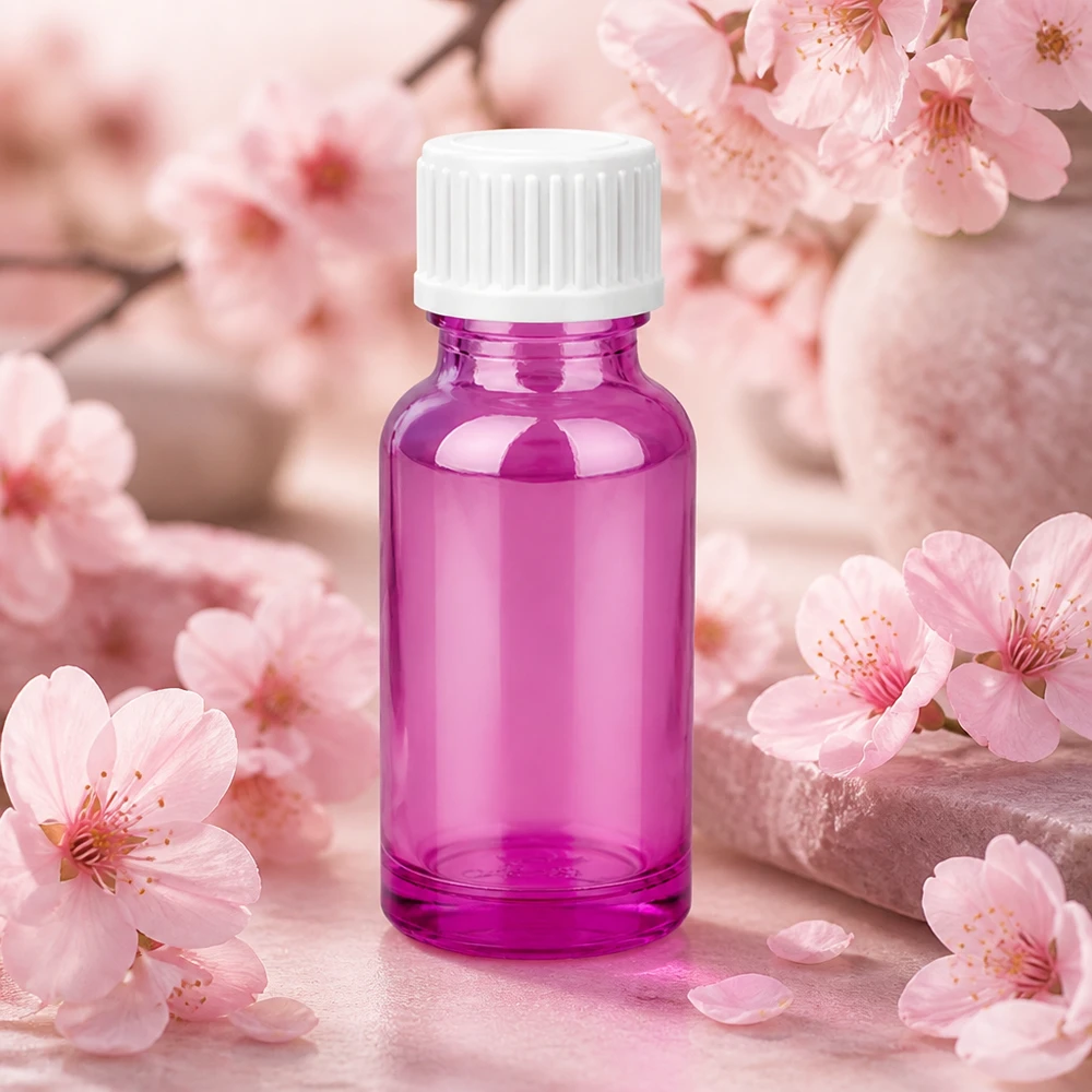 Frasco de 20 ml (glóbulo) com anel de vazamento de 3 mm branco padrão PurpleLine.UT18/20 Frasco de vidro de 20 ml de alta qualidade em violeta brilhante com tampa de rosca segura para aplicações laboratoriais