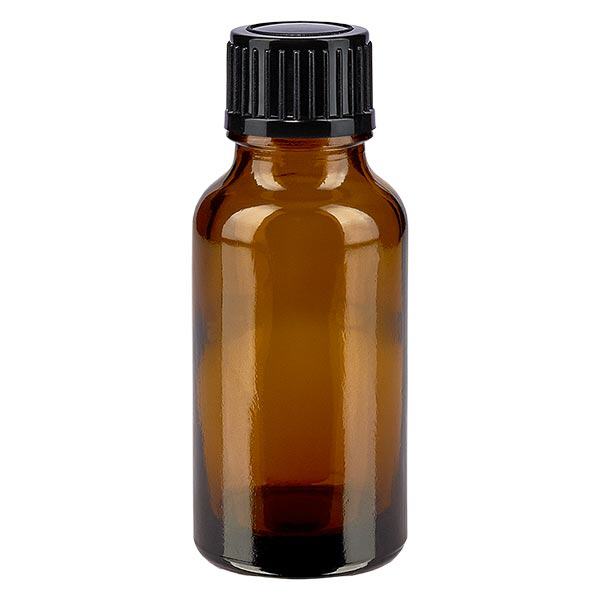 Frasco de farmácia castanho 20ml tampa de rosca preta standard Frasco de farmácia castanho 20ml tampa de rosca preta standard