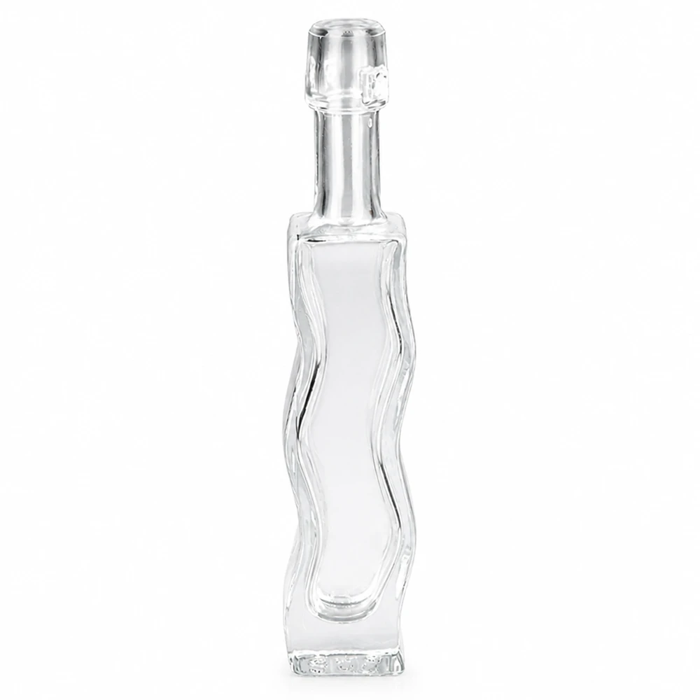 Garrafa de vidro de 40 ml Anna com tampa basculante transparente vazia Gargalo da garrafa visível Fotografia do produto vista frontal