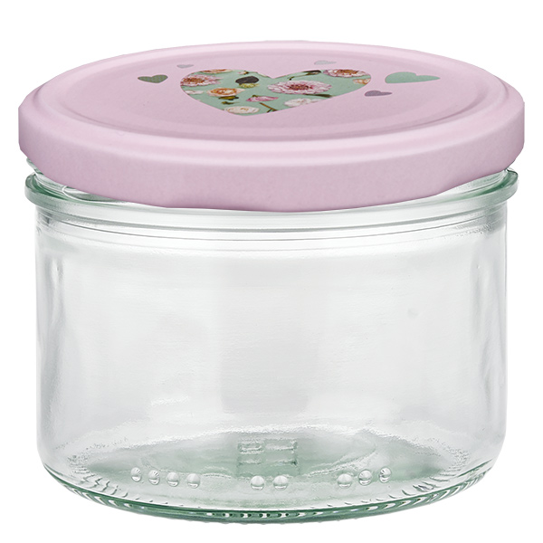 Jarro de 230 ml + tampa BasicSeal coração rosa