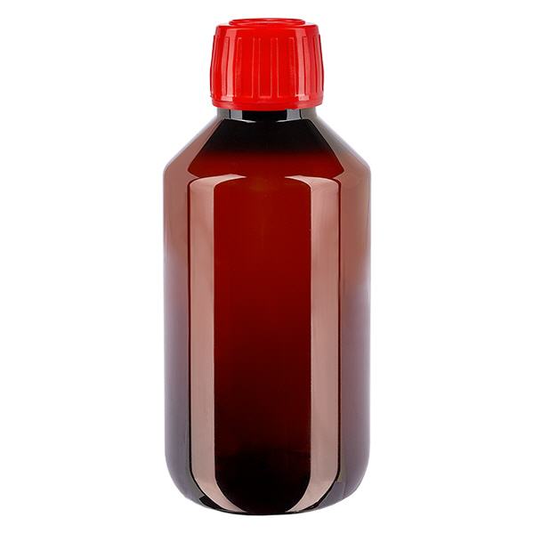 Frasco PET 200ml com fecho inviolável vermelho Frasco PET 200ml com fecho inviolável vermelho