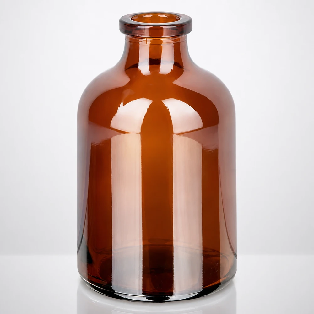 Frasco de injeção de vidro âmbar 50ml Sterile Injektionsflasche Braunglas 50ml für Veterinär- und Humanmedizin geeignet