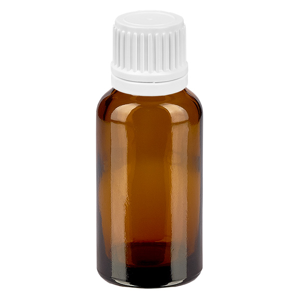 Frasco de 20 ml com tampa de rosca de 11 mm com fecho inviolável branco BrownLine UT18/20