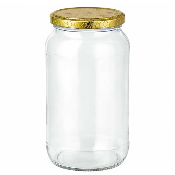 Frasco redondo de 1062 ml + tampa BasicSeal favo de mel UNiTWIST