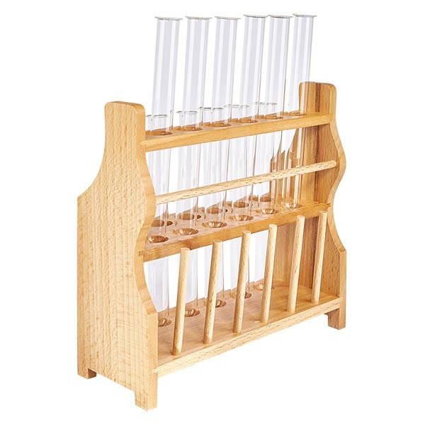 Estante de madeira para tubos de ensaio com 12 tubos de ensaio de borossilicato 160x16