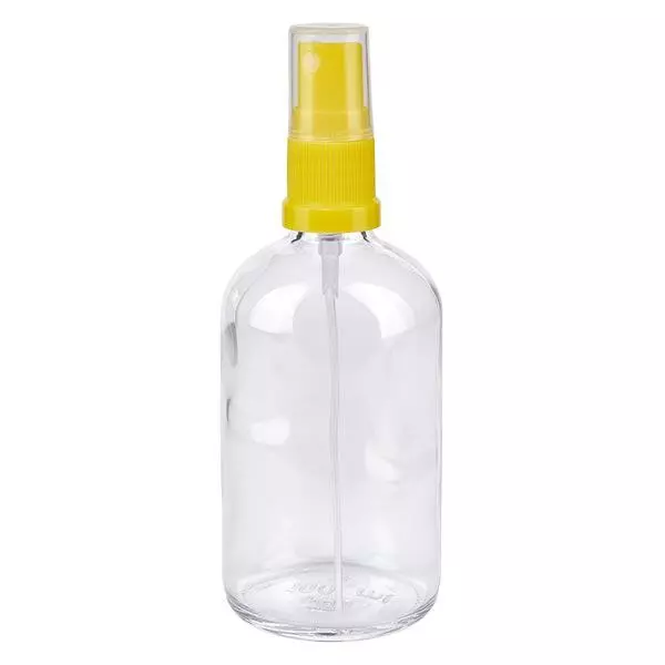 Frasco de farmácia transparente 100ml spray top amarelo Frasco de farmácia transparente 100ml spray top amarelo