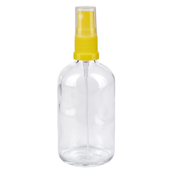 Frasco de farmácia transparente 100ml spray top amarelo