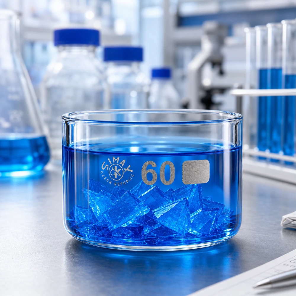Cápsula de cristalização de 60ml sem bico em borosilicato ø60mm Taça plana de vidro de 60 ml, de borossilicato, para cristalização química em laboratório, ø 60 mm