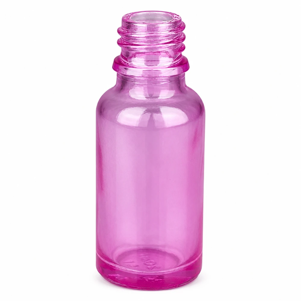 Frasco de vidro violeta de 20 ml com rosca para aplicações de spray nasal num tamanho compacto