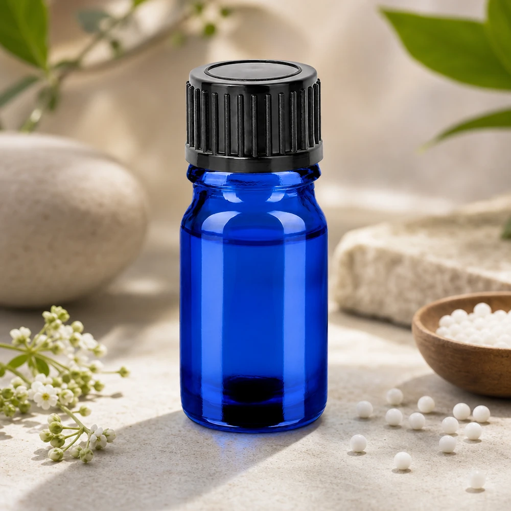 Frasco de 5ml 11mm com tampa de rosca preta Standard BlueLine UT18/5 Frasco de vidro compacto de 5 ml em azul elegante com proteção UV para substâncias sensíveis à luz