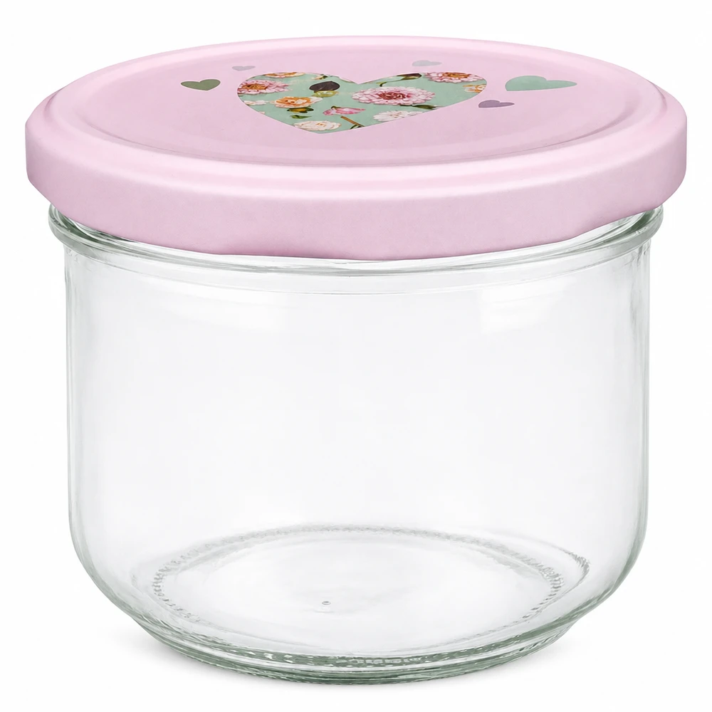 Copos de vidro de 260 ml + tampa BasicSeal cor-de-rosa UNiTWIST