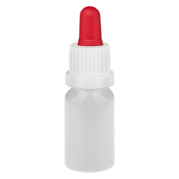Frasco pipeta de 10 ml branco/vermelho com tampa inviolável WhiteLine UT18/10
