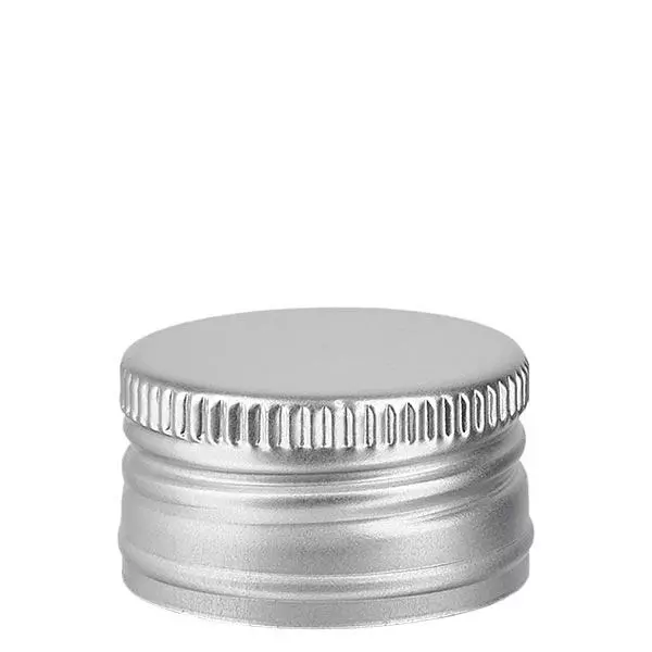 Tampa de rosca em polipropileno 24mm prata alumínio standard Tampa de rosca em polipropileno 24mm prata alumínio standard